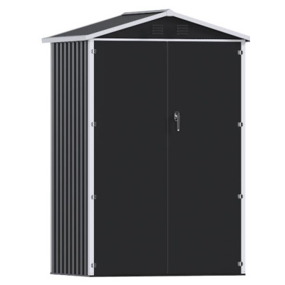 Садовый хозблок-сарай с двускатной крышей DS-01. цвет темно-серый - PANTONE 10C