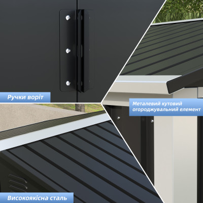 Садовый хозблок-сарай с двускатной крышей DS-01. цвет темно-серый - PANTONE 10C