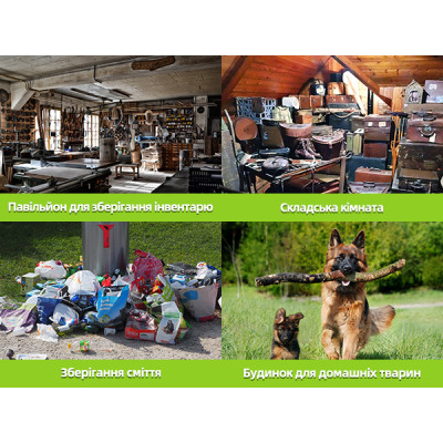 Садовый хозблок-сарай с двускатной крышей DS-01. цвет темно-серый - PANTONE 10C