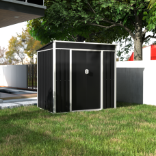 Металлический cадовый хозблок-сарай с односкатной крышей SS-02. цвет темно-серый