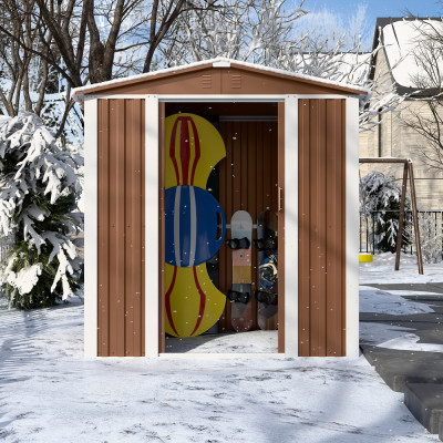 Металевий садовий госпблок-сарай з двосхилим дахом DS-02. колір коричневий