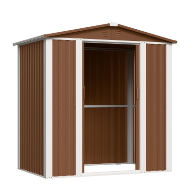 Металевий садовий госпблок-сарай з двосхилим дахом DS-02. колір коричневий