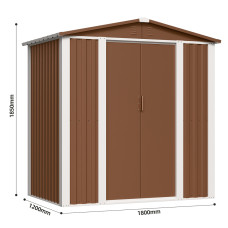 Металлический cадовый хозблок-сарай с двускатной крышей DS-02. цвет коричневый