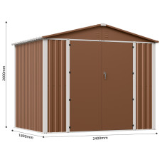 Металлический cадовый хозблок-сарай с двускатной крышей DS-03. цвет коричневый