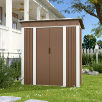 Металевий садовий госпблок-сарай з односхилим дахом SS-01. колір коричневий