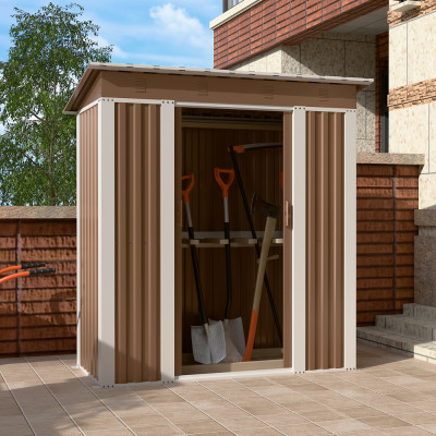 Металевий садовий госпблок-сарай з односхилим дахом SS-01. колір коричневий