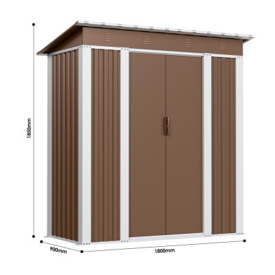 Металевий садовий госпблок-сарай з односхилим дахом SS-01. колір коричневий