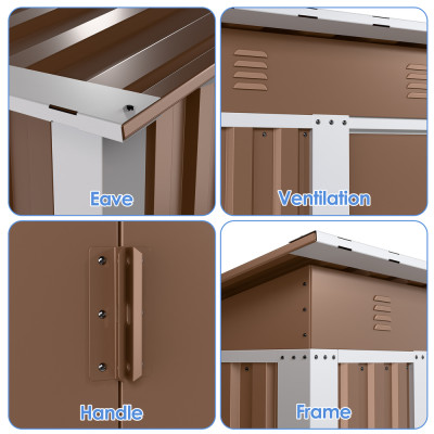 Металевий садовий госпблок-сарай з односхилим дахом SS-01. колір коричневий