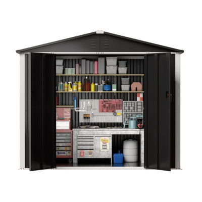 Металевий садовий госпблок-сарай з двосхилим дахом DS-03 CUSTOMIZED. колір темно-сірий