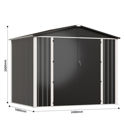 Металевий садовий госпблок-сарай з двосхилим дахом DS-03 CUSTOMIZED. колір темно-сірий