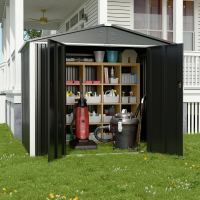 Металлический cадовый хозблок-сарай с двускатной крышей DS-03 CUSTOMIZED. цвет темно-серый