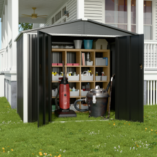 Металлический cадовый хозблок-сарай с двускатной крышей DS-03 CUSTOMIZED. цвет темно-серый