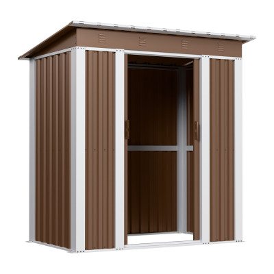 Металлический cадовый хозблок-сарай с односкатной крышей SS-02. цвет коричневый