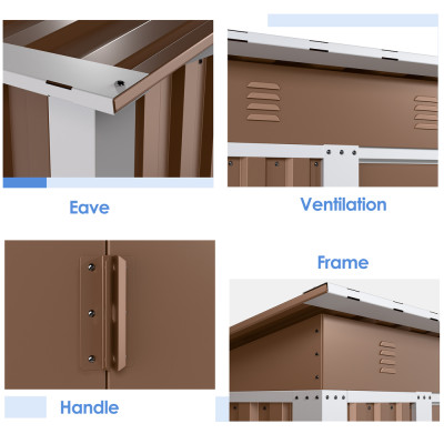 Металлический cадовый хозблок-сарай с односкатной крышей SS-02. цвет коричневый