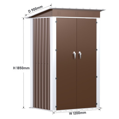 Металлический садовый хозблок-сарай с односкатной крышей SS-03. цвет коричневый