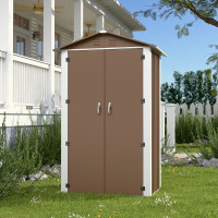 Металевий садовий госпблок-сарай з двосхилим дахом DS-01. колір коричневий