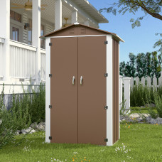 Металлический садовый хозблок-сарай с двускатной крышей DS-01. цвет коричневый