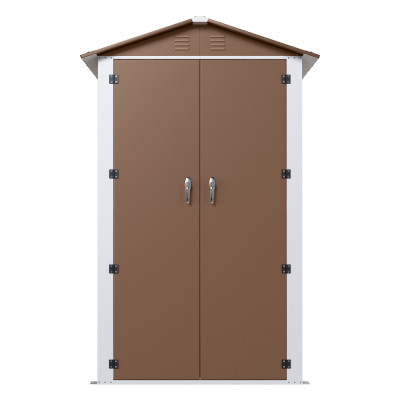 Металлический садовый хозблок-сарай с двускатной крышей DS-01. цвет коричневый