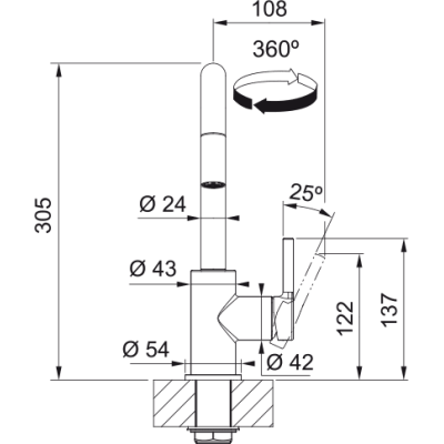 Змишувач Lina U Pull Down, Чорний матовий (115.0728.477)
