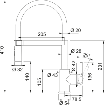 Змишувач Lina Semi Pro, Чорний матовий (115.0725.838)