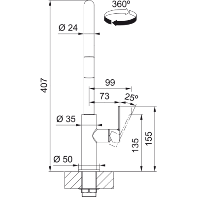 Змишувач Maris Slim J Pull Down, Хром (115.0728.388)