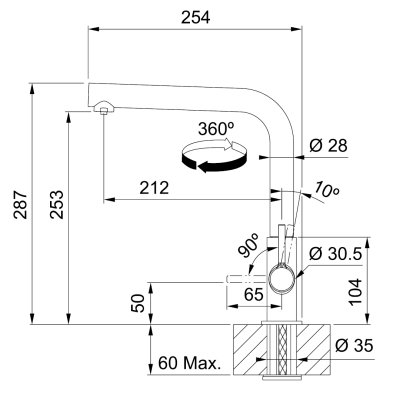Змишувач FRANKE Lina L Clear Water, Чорний матовый (120.0730.802)