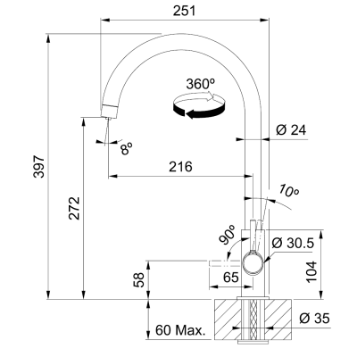 Змишувач FRANKE Lina J Clear Water, Хром (120.0730.806)