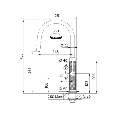 Змишувач FRANKE Mythos Masterpiece Pull Out, Мідь (115.0711.557)