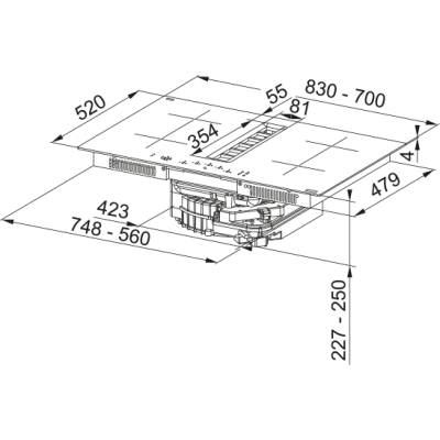 Плита с интегрированной висячей FRANKE Maris 2Gether FMA 8372 4RC R HI + фильтр (340.0731.879)