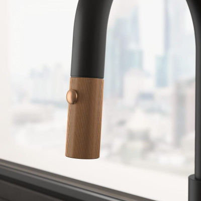 Змішувач FRANKE Maris Stripes J, поворотный витяжний, Bi-Matte Black/Copper (115.0747.674)