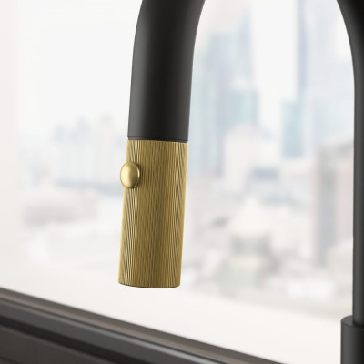 Змішувач FRANKE Maris Stripes J, поворотный витяжний, Bi-Matte Black/Gold (115.0747.673)