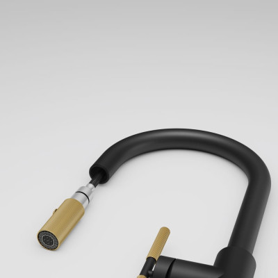 Змішувач FRANKE Maris Stripes J, поворотный витяжний, Bi-Matte Black/Gold (115.0747.673)