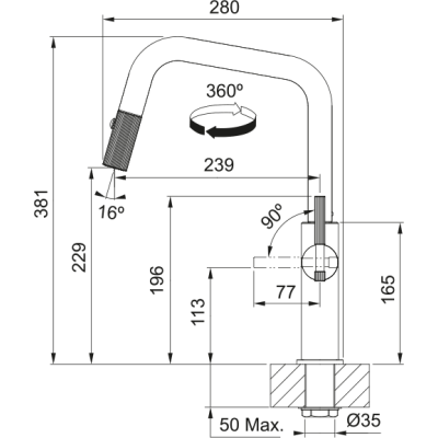 Змішувач FRANKE Maris Stripes U, поворотный витяжний, Bi-Matte Black/Copper (115.0747.677)