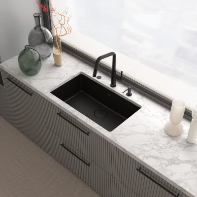 Змеишувач FRANKE Maris Stripes U, поворотный витяжний, черный матовый (115.0747.675)