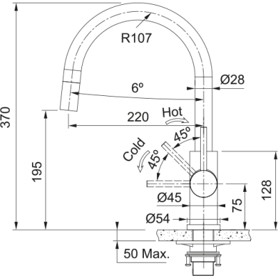 Змеевик FRANKE Smart Glenda J, поворотный витяжний, Нержавеющая сталь (115.0747.474)