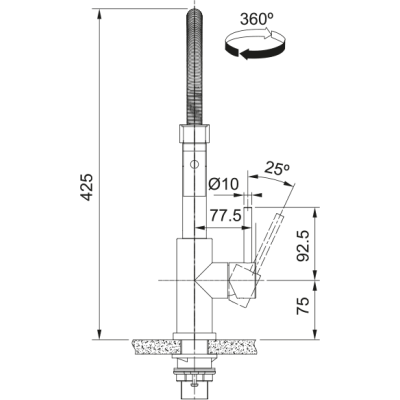 Змеевик FRANKE Smart Glenda Semi Pro, гнуцкий вилив, Нержавеющая сталь (115.0747.475)