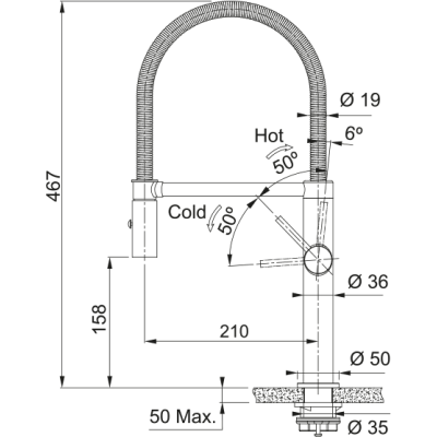 Змеишувач FRANKE Pescara Semi Pro PVD, гнучный вилив, Промышленный черный (115.0741.721)