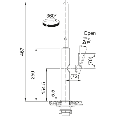 Змеевик FRANKE Pescara J PVD, поворотный витяжний, Нержавеющая сталь (115.0741.694)