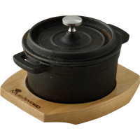 Каструля чавунна з кришкою міні з сервер. дошкою MasterPro Cook and share, 10 см, 0,16 л (BGMP-3804-4)