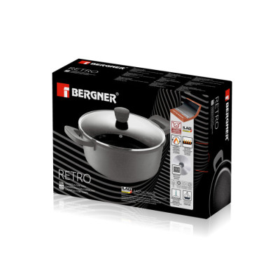 Каструля з кришкою Bergner Retro, 20 см, 2,5 л (BG-30737-NP)