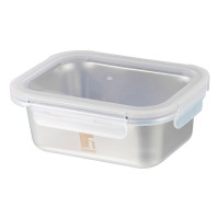 Контейнер для зберігання з нержавіючої сталі Bergner Go Lovers, 800 мл, прямокутний (BG-36310-GY)