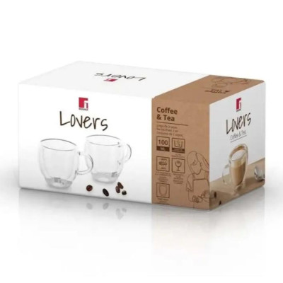 Набор стеклянных чашек Bergner Coffee & tea lovers, 100 мл, 2 шт (BG-20114-MM)