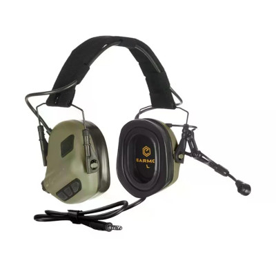 Активные защитные наушники Earmor M32 PLUS (FG) Olive с гарнитурой