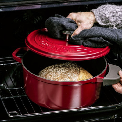 Кастрюля с крышкой GreenPan Featherweights, 22 см, 3,3 л с керамическим покрытием, красный (CC005432-001)