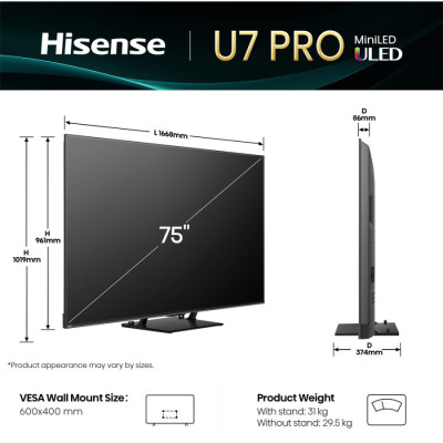 Телевизор Hisense MiniLED 75" 75U7Q PRO