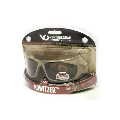 Защитные очки Venture Gear Tactical Howitzer Black (бронзовые) противотуманные, коричневые в черной оправе.