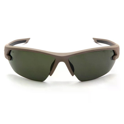 Захисні окуляри Venture Gear Tactical Semtex 2.0 Tan (forest gray) Anti-Fog, чорно-зелені в пісочній оправі