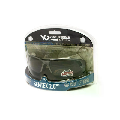 Захисні окуляри Venture Gear Tactical Semtex 2.0 Tan (forest gray) Anti-Fog, чорно-зелені в пісочній оправі