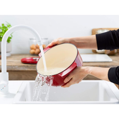 Каструля чавунна з кришкою KitchenAid, 22 см, 3,3 л, червона (CC006057-001)