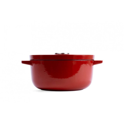 Каструля чавунна з кришкою KitchenAid, 22 см, 3,3 л, червона (CC006057-001)